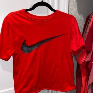 Bright red Nike cropped tee